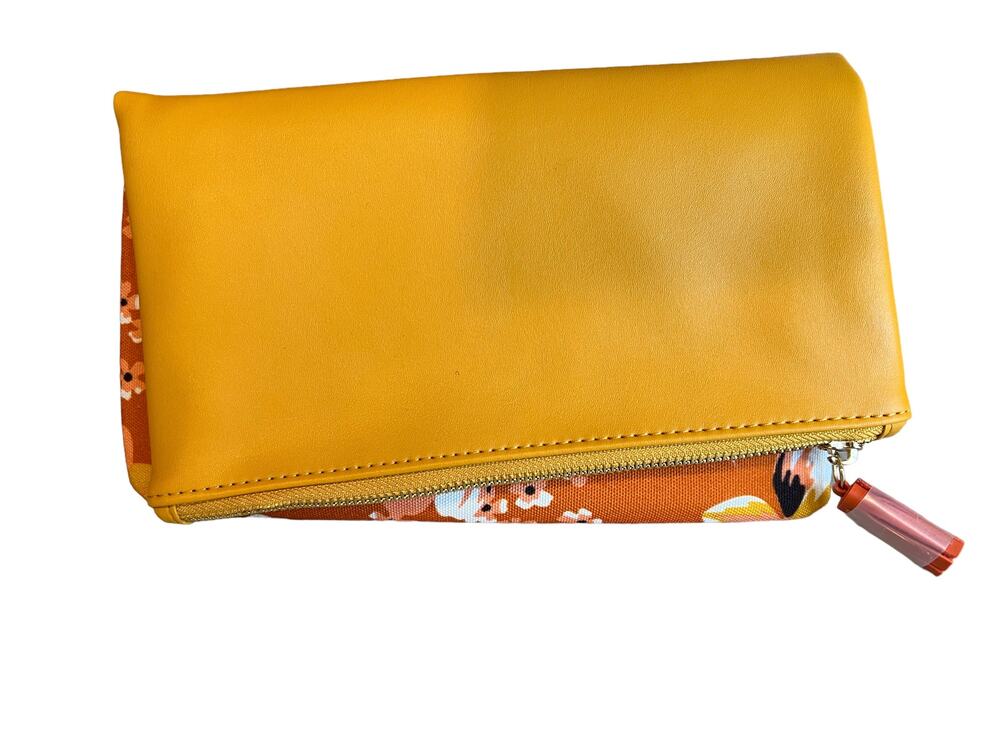 Rachel Palley Marigold leather and floral canvas clutch bag